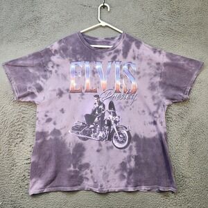 Elvis Presley Shirt Mens XL Purple Tie Dye Motorcycle Graphic Rock Tee 2022